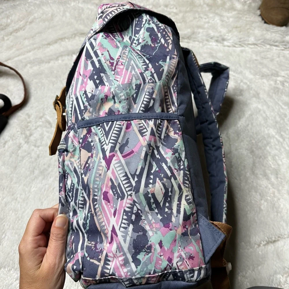 Madison & Dakota Aztec Tribal Print Flap Top Backpack Pink Blue